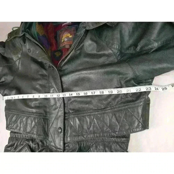 Adventure Bound Wilsons Leather Jacket Womens S Green Hooded Lined Soft Heavy - Picture 4 of 14